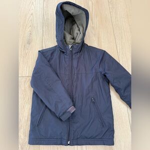 New Gap Kids Navy Blue Hooded Fleece Lined Windbreaker Coat Jacket S Regular